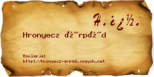 Hronyecz Árpád névjegykártya